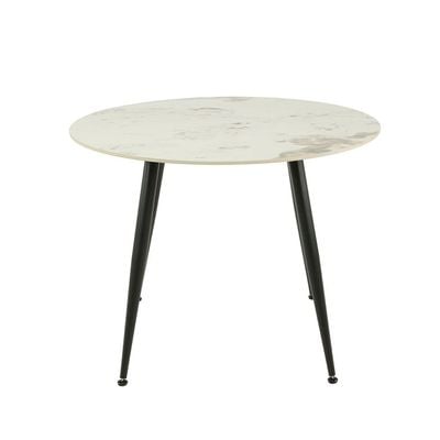 Soho 4-Seater Round Ceramic Dining Table - White/Black - With 2-Year Warranty